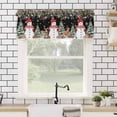 thumbnail image 4 of Winter Snowman Valances for Windows Christmas Tree Leaves Elk Flower Black Rod Pocket Curtain Valance Window Treatment Short Curtains for Kitchen Living Room, 42"x12", 4 of 5