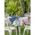 thumbnail image 3 of Outdoor Tablecloth with Umbrella Hole for Patio/Picnic/Party/Camping, Pink Tulips Waterproof Table Cloth Round Cover Washable, Vintage Floral Gray Wooden Spring Flowers (Dia 60"), 3 of 9