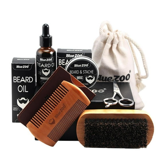 HILABEE Beard for Men Beard Growth Grooming Trimming Beard Balm & Beard Oil & Comb & Brown
