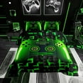 thumbnail image 2 of yst Full Size Game Console Comforter Set Gamer Bedding,3D Gaming Geometric Check Lightweight Soft Bedding Sets,Neon Green Gamepad Bed Comforter,Black, 2 of 8