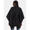 thumbnail image 4 of The Pioneer Woman Whipstitch Wrap Ruana with Belt Layering Piece, Black Beauty, Women's, 4 of 5
