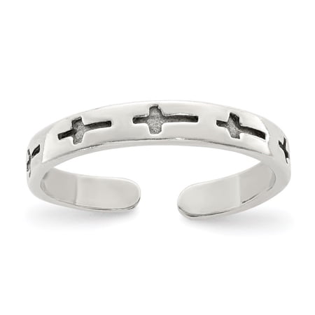 Auriga Fine Jewelry 925 Sterling Silver Antiqued Crosses Toe Ring for Women