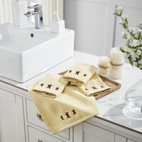 VHC Brands Burgundy Prim Stars Creme Washcloth Set of 4 12x12