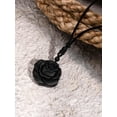 thumbnail image 2 of Gothic Black Obsidian Rose Floral Pendant Necklace with Braided Cord, Gothic Jewelry Gift for Women, 2 of 7