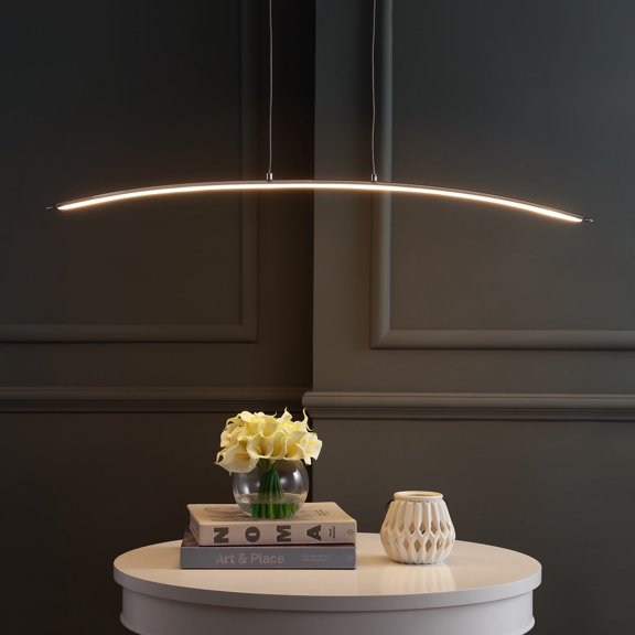 JONATHAN Y Roxanna 41.5" Dimmable Adjustable Integrated LED Metal Linear Pendant, Chrome