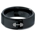 thumbnail image 2 of Tungsten Weightlifting Barbell Weight Band Ring 8mm Men Women Comfort Fit Black Beveled Edge Polished, 2 of 4