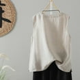 thumbnail image 4 of Ayolanni Cotton Linen Women Blouses Under $10 V-Neck Beige Solid Tank Tops Teens Shirts L, 4 of 9