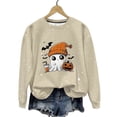 thumbnail image 2 of Ailaofu Women's Halloween Printed Round Neck Casual Sports Long Sleeve Sweatshirt Top Sweatshirt Loose Soft Long Sleeve Pullover Tops, 2 of 6