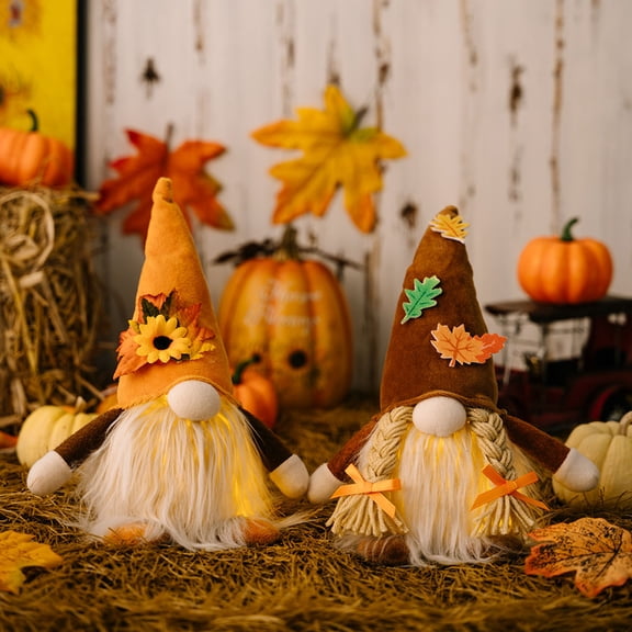 OUNONA Cute Thanksgiving Gnome Brown Cloth Autumn Decor 1 Piece Fall Home Decoration for Friends and Family