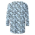 thumbnail image 4 of 3/4 Length Sleeve Womens Tops Color Block Print Crew Neck Shirts Loose Fit Going Out Tops Business Dressy Casual Tunic Blouses 2026 Summer Basic Tees Beach Vacation Outfits, 4 of 5