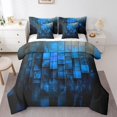 thumbnail image 1 of Erosebridal Black Blue Abstract Bedding Full Size, Contemporary Square Checkered Comforter Sets with Sheets Microfiber 7 Pieces, 1 of 5