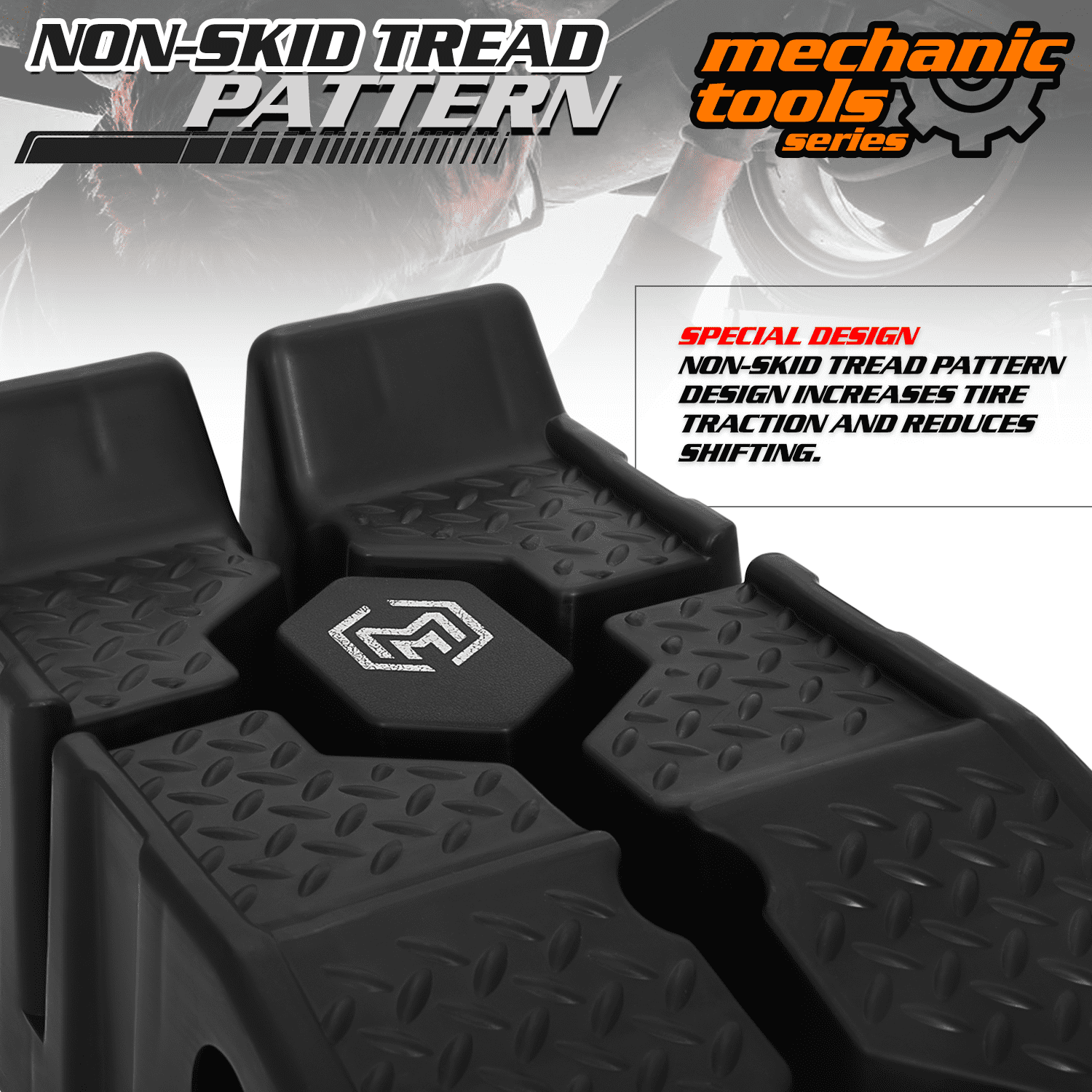 M-AUTO Heavy Duty Car Maintenance Ramp, 2PCS Plastic Incline Ramps With an Anti-Slip design, for Automobile Maintenance And Uphill Use