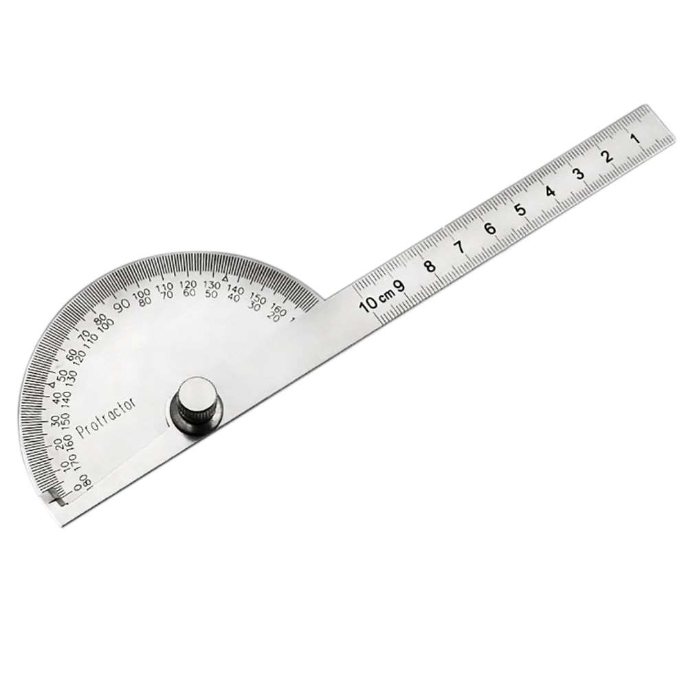 Round Angle Finder Ruler 180° Arm Ruler Stainless Steel Protractor Measure Tools 