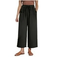 thumbnail image 1 of Pantalones holgados hasta los tobillos con nueve lazos en la cintura para mujer, moda primavera/verano, color liso, fácil cuidado, 1 of 7