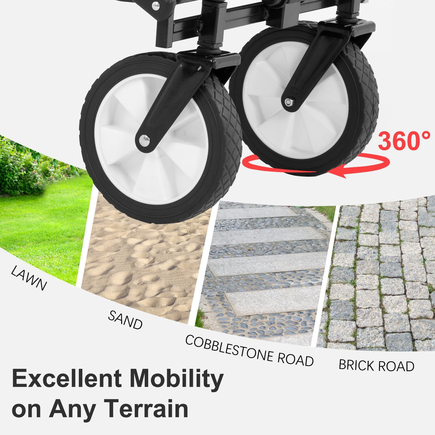 Collapsible Wagon Cart Folding Wagon Heavy Duty Utility Beach Wagon Portable Foldable Garden Cart with All-Terrain Wheels& Adjustable Handle , Grey