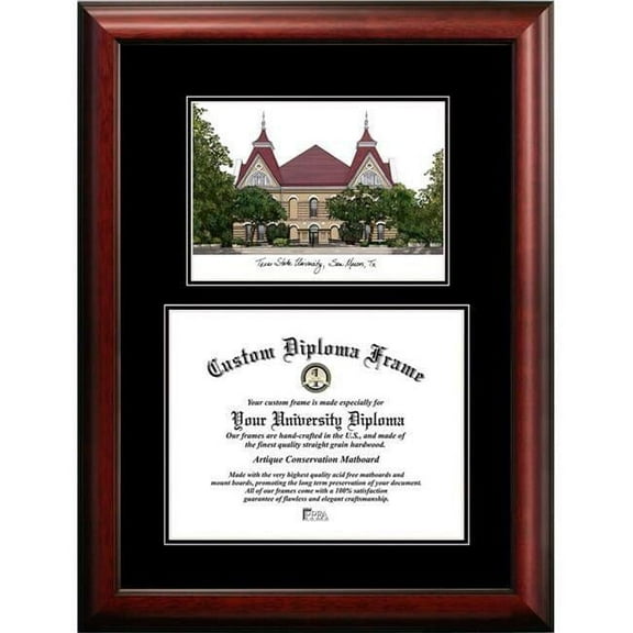 Campus Images TX956D-1411 11 x 14 in. Texas State, San Marcos Diplomate Diploma Satin Mahogany Frame