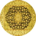 thumbnail image 1 of Ahgly Company Machine Washable Indoor Round Persian Yellow Traditional Area Rugs, 4' Round, 1 of 4