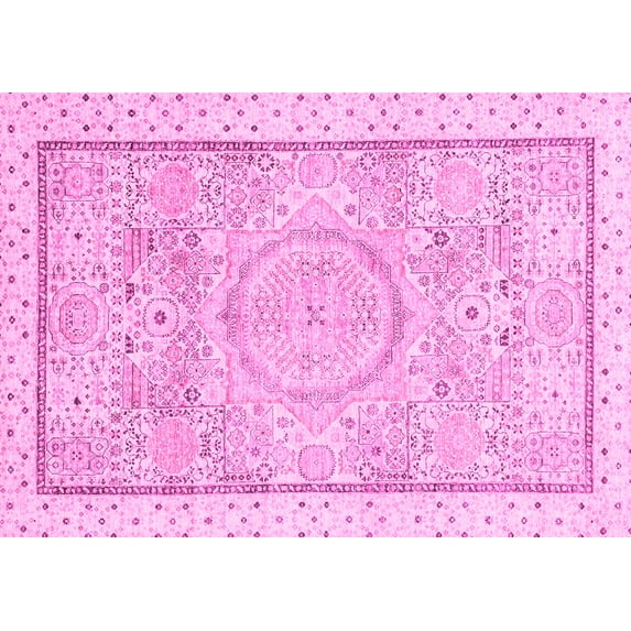 Ahgly Company Indoor Rectangle Abstract Pink Modern Area Rugs, 8' x 12'