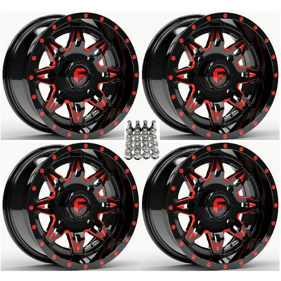 Fuel Lethal ATV Wheels Red/Black 15" Can-Am Commander Maverick Renegade Outlander Defender