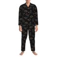 thumbnail image 3 of Honeii Neon Dinosaur Pattern Mens Pajamas Set,2pcs Men's Lounge Long Sleeve Sleep Shirt and Pajama Bottoms Sleepwear Set,Mens Pjs Sets-Medium, 3 of 7