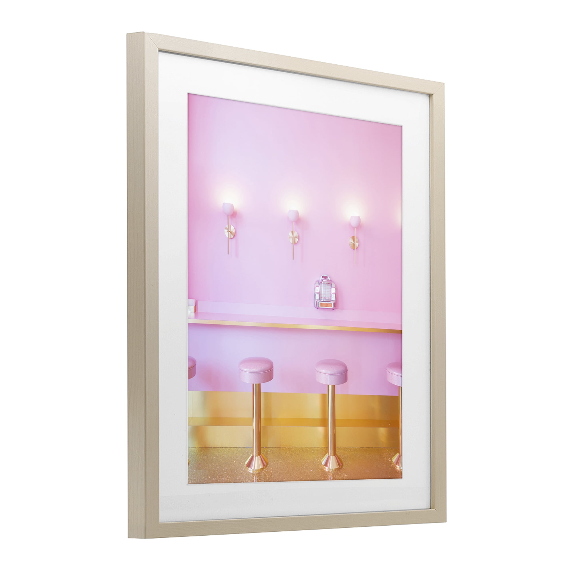 Stupell Industries Pink Retro Dessert Parlor Birch Framed Print Under Glass, design by LISH Creative