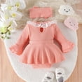 thumbnail image 4 of Baby Girl Clothes Cute Baby Girl Long Sleeve Floral Bodysuit Jumpsuit with Cute Headband Romper Skirt Dress Princess Outfits for Baby Little Kids 12-18 Months, 4 of 9