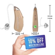 Rechargeable EasyCharge2 hearing amplifiers aids - 4 channel USA made digital processor - charger docking base - No hearing test audiogram required types affordable assist hearing amplifiers - Right