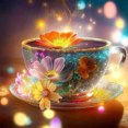 thumbnail image 1 of Pintura de diamante 5D DIY, kit de flores de taza de té con taladro redondo completo, decoración del hogar, 30x30cm, 1 of 9