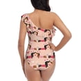 thumbnail image 5 of Honeii Dachshund Couple for women's one-piece swimsuit featuring a chic one-shoulder design experience elegance and style in the water-Medium, 5 of 6