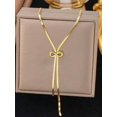 thumbnail image 1 of Collar Lariat Dorado Minimalista con Nudo y Diamante, 1 of 6