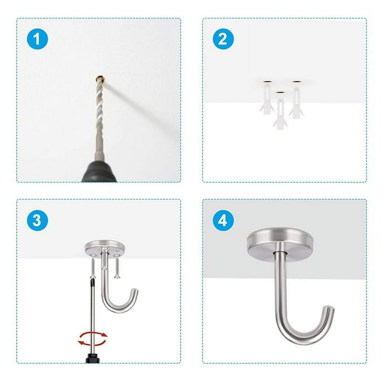 5 Pcs Stainless Steel Ceiling Hook Round Base Top Mount Overhead
