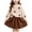 Z001-Brown, variant on ZIXKCGDSE Girls 2 Piece Outfits Bow Long Sleeved Fall Tops and Skirt School Clothing Set Size 7 Years