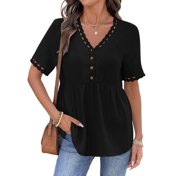 Pohista Trendy Tops for Women 2025 Work Womens Tshirts Graphic Summer Blouses for Women Dressy Summer Tops for Women Short Sleeve my saved for later items