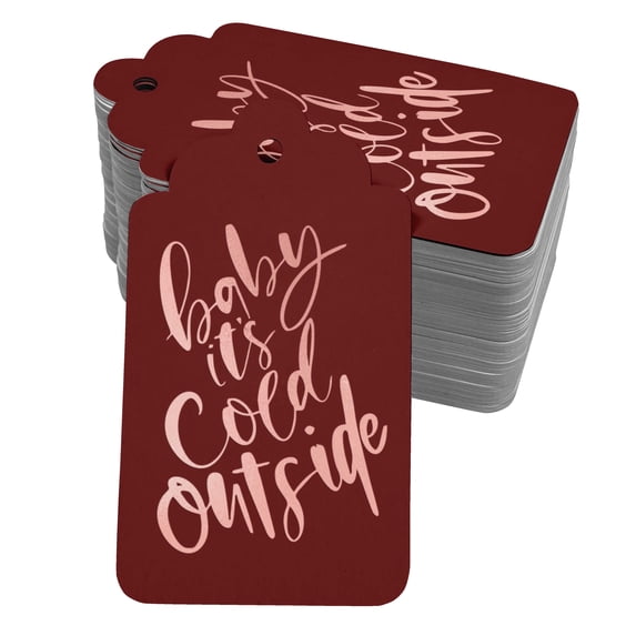 Inkdotpot 100 Pack Real Rose Gold Foil Paper Tags Baby It's Cold Outside Baby Shower Favor Hang Tag