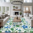 thumbnail image 3 of Rectangle Rug 6x9ft Area Rug,Farm Morning Glory Ombre Blue Area Rugs for Living Room Bedroom,Green Leaves Plant Floor Mat Non-Slip Non-Shedding Carpet Indoor Accent Rugs, 3 of 9