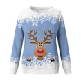 thumbnail image 4 of Women's Christmas Printed Round Neck Sweatshirt, Long Sleeve Casual Pullover Top, Raglan Sleeve Holiday Graphic Fall Winter Clothes,Sky Blue,L, 4 of 7