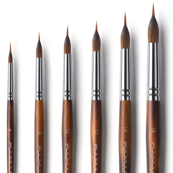 Pinceles para acuarela Fuumuui Professional, 6 unidades, con Kolinsky Sable