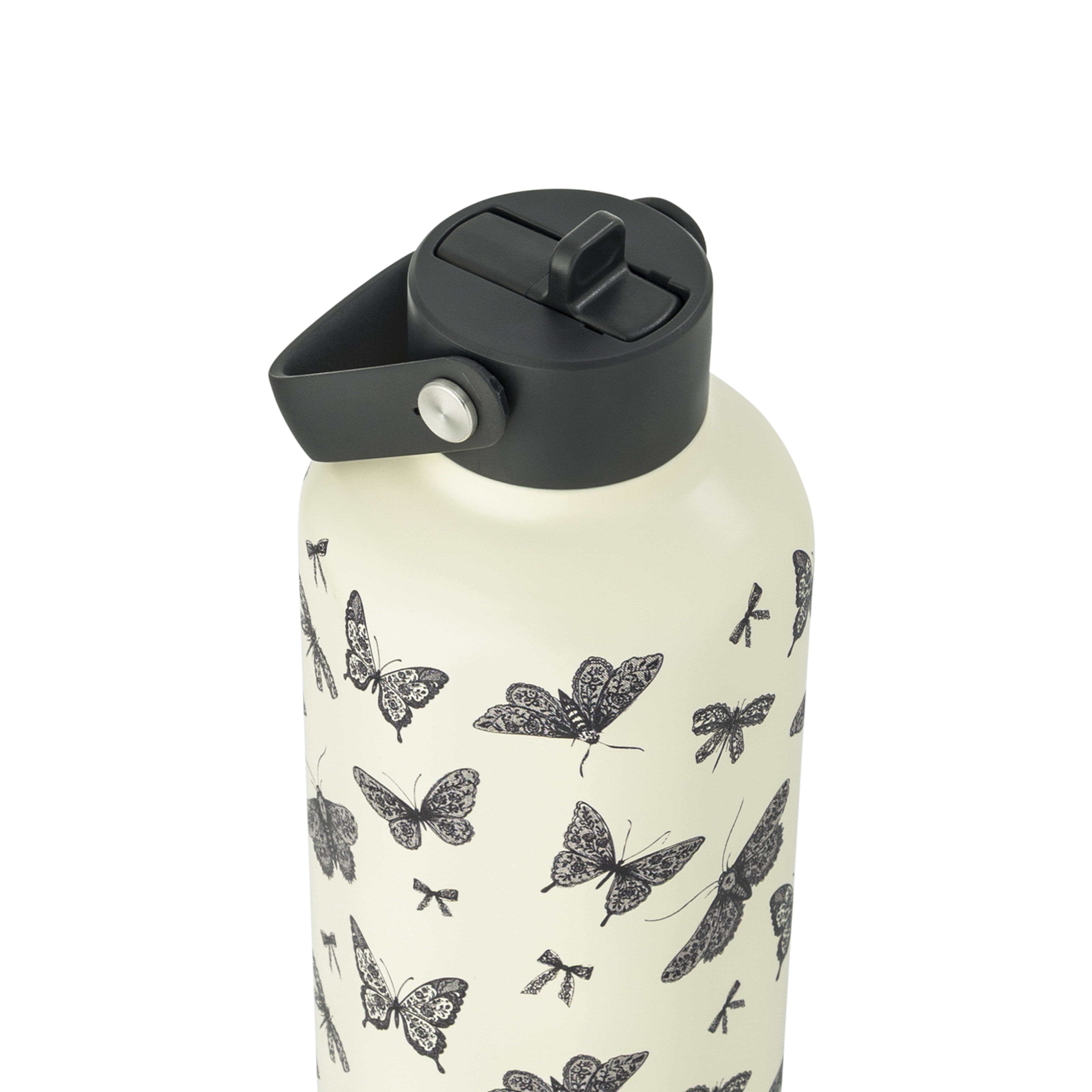 Thyme & Table 32oz Stainless Steel Cleo Bottle with Straw, Butterfly