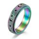 thumbnail image 1 of Anillo giratorio de acero inoxidable con forma de luna y estrella hueca esmerilada, anillo antiestrés de acero de titanio para mujer, joyería, 1 of 6