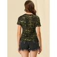 thumbnail image 5 of DARING DIVA Party Metallic Textured Short Sleeve Shiny Tops 3XL Black Gold, 5 of 6