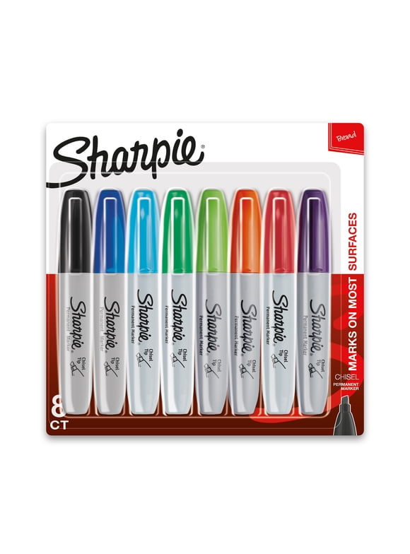 Sharpie Permanent Markers, Chisel Tip, Classic Colors, 8 Count