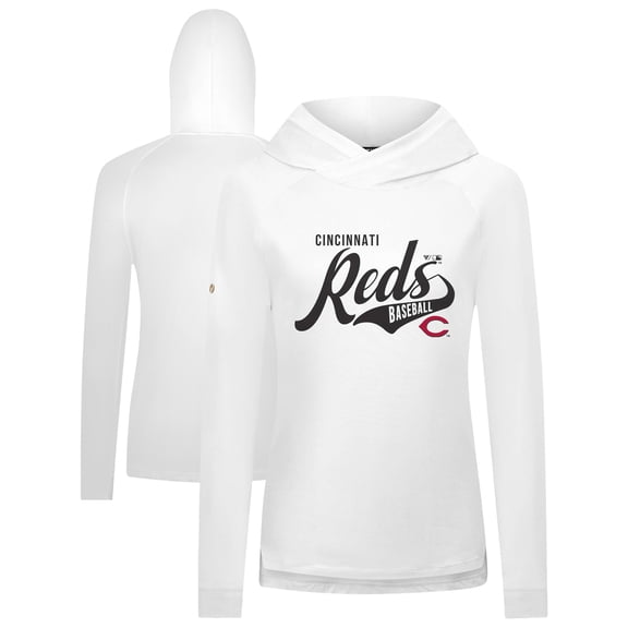 Women's Levelwear White Cincinnati Reds Slender Glide Raglan Hoodie