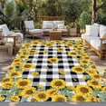 thumbnail image 3 of Outdoor Rug 5x7 ft Farmhouse Sunflowers Floral Print Waterproof Outdoor Patio Rug Mat Non Slip Outside Area Rugs Carpet for RV,Camping,Porch,Deck,Pool,Balconybackyard,Black And White Check Plaid, 3 of 9