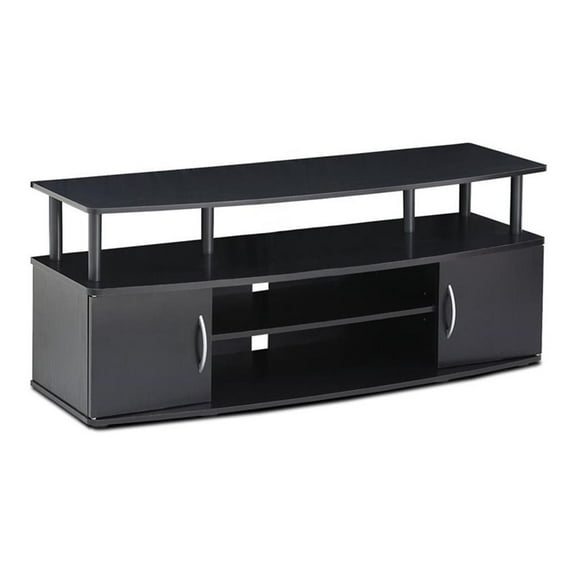 Pemberly Row Wood Large Entertainment Center for TV up to 55" in Black