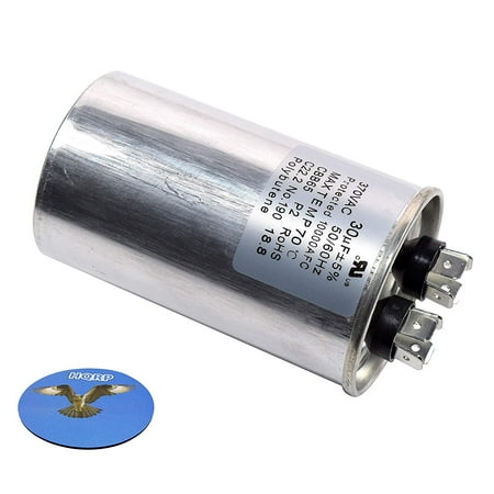 Heat Pump Capacitor HQRP 30uF 370V Run Capacitor AC Electric Motor Start HVAC Blower Compressor Pump 30MFD CBB65 plus HQRP Coaster ()