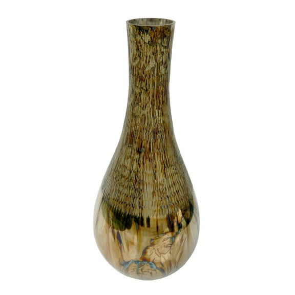 A&B Home Trumpet Body Vase with Geometric Pattern - Antique Gold Finish