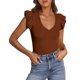 thumbnail image 1 of Remera PRETTYGARDEN Marrón Sin Mangas Cuello en V Volados XL, 1 of 9