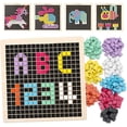 thumbnail image 1 of Rompecabezas de mosaico de madera para niños, bloque de patrón de forma de 370 piezas, juego de mesa de píxeles STEM Montessori juguetes regalo para niños pequeños bebés niñas Ormromra HMHZ535, 1 of 9