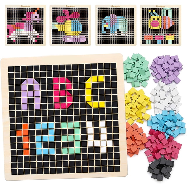 Rompecabezas de mosaico de madera para niños, bloque de patrón de forma de 370 piezas, juego de mesa de píxeles STEM Montessori juguetes regalo para niños pequeños bebés niñas Ormromra HMHZ535