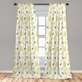 thumbnail image 4 of Ambesonne Japanese Print Curtains, Cartoon Lemon Plot, Pair of 28"x84", Pastel Yellow Fern Green, 4 of 4